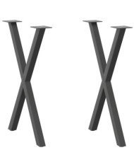 Pieds de table à manger en forme de X, 2 pièces, anthracite, 60 x (72-73) cm, acier | Mobilier & Déco
