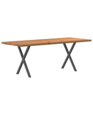 Table à manger marron clair bois de chêne massif rectangulaire | Mobilier & Déco