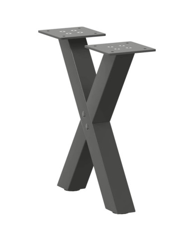 Pieds de table basse en forme de X, 2 pièces, anthracite, 30 x (30-31) cm, acier | Mobilier & Déco