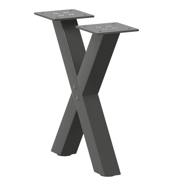 Pieds de table basse en forme de X, 2 pièces, anthracite, 30 x (30-31) cm, acier | Mobilier & Déco