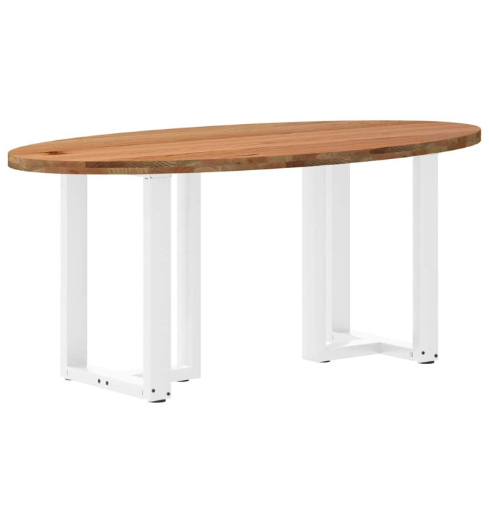 Table à manger marron clair bois de chêne massif ovale | Mobilier & Déco
