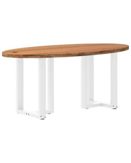Table à manger marron clair bois de chêne massif ovale | Mobilier & Déco