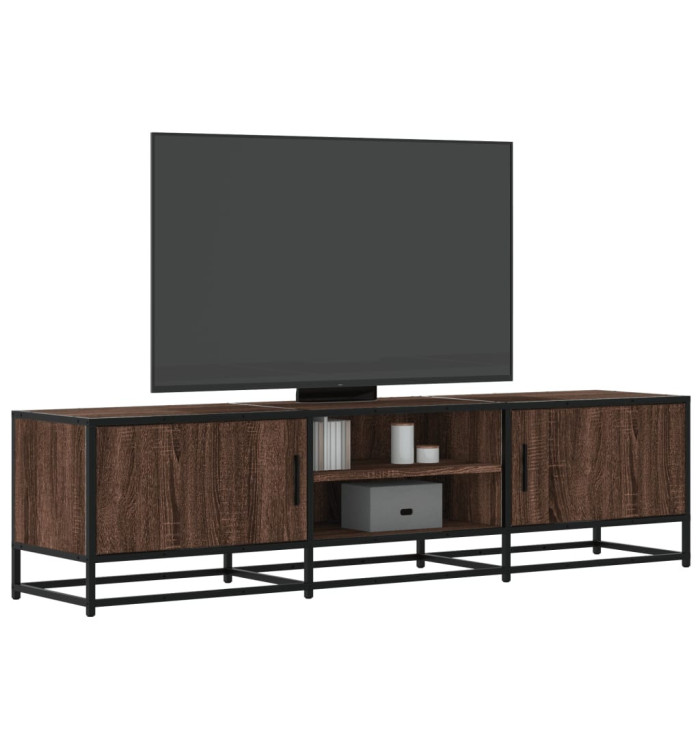 Meuble TV chêne marron 160x35x41 cm bois d'ingénierie et métal | Mobilier & Déco
