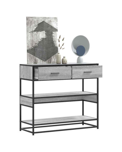 Table console sonoma gris 90x35x80 cm bois d'ingénierie | Mobilier & Déco