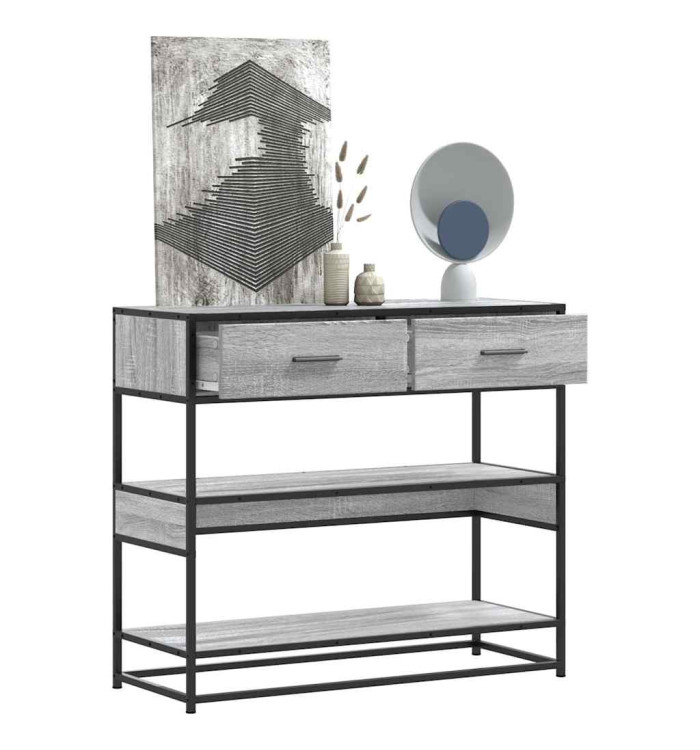 Table console sonoma gris 90x35x80 cm bois d'ingénierie | Mobilier & Déco