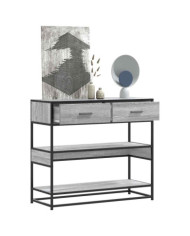 Table console sonoma gris 90x35x80 cm bois d'ingénierie | Mobilier & Déco