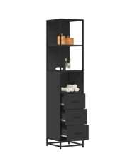 Armoire de salle de bain noir 35x37,5x166 cm bois d'ingénierie | Mobilier & Déco