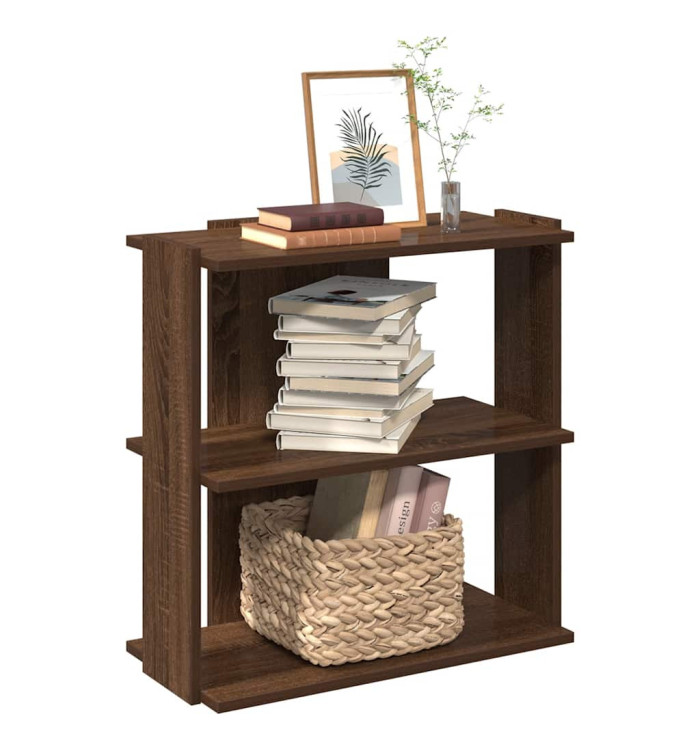 Bibliothèque 3 niveaux chêne brun 60x30x60 cm bois d'ingénierie | Mobilier & Déco