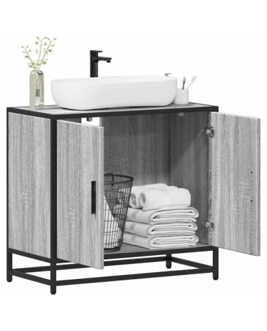 Armoire de lavabo de salle de bain sonoma gris 65x33x60 cm | Mobilier & Déco