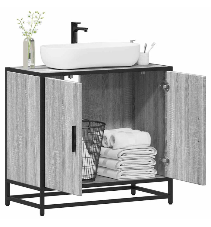 Armoire de lavabo de salle de bain sonoma gris 65x33x60 cm | Mobilier & Déco