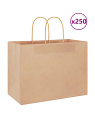 Sacs en papier 250 pcs avec poignées marron 32x17x25 cm | Mobilier & Déco