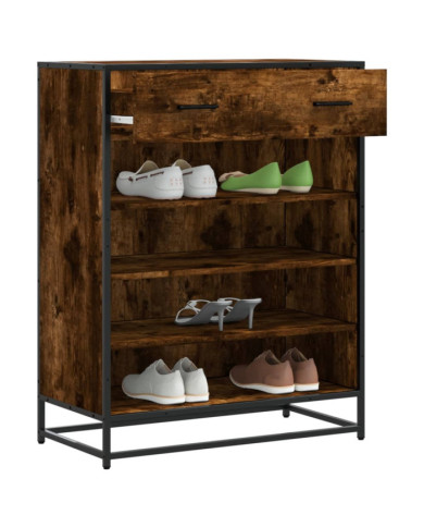 Meuble à chaussures chêne fumé bois d'ingénierie et métal | Mobilier & Déco