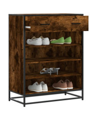 Meuble à chaussures chêne fumé bois d'ingénierie et métal | Mobilier & Déco