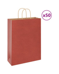 Sacs en papier 50 pcs avec poignées rouge 32x12x42 cm | Mobilier & Déco