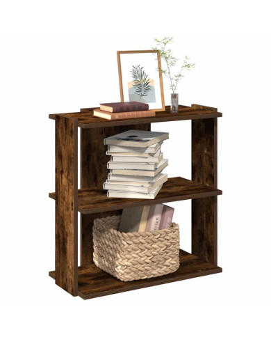Bibliothèque 3 niveaux chêne fumé 60x30x60 cm bois d'ingénierie | Mobilier & Déco