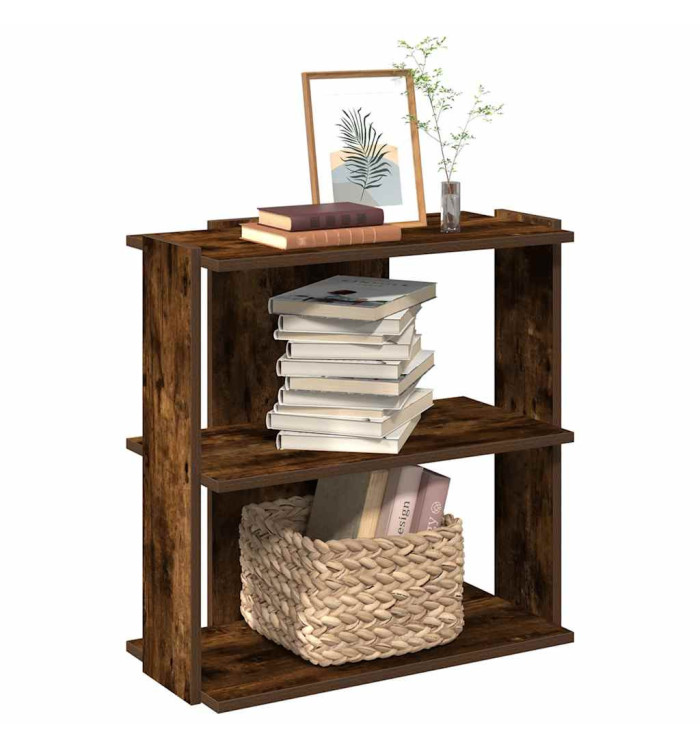 Bibliothèque 3 niveaux chêne fumé 60x30x60 cm bois d'ingénierie | Mobilier & Déco