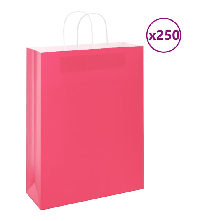 Sacs en papier 250 pcs avec poignées rose 32x12x42 cm | Mobilier & Déco