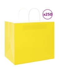 Sacs en papier 250 pcs avec poignées jaune 32x22x28 cm | Mobilier & Déco