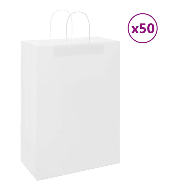 Sacs en papier 50 pcs avec poignées blanc 32x17x44 cm | Mobilier & Déco