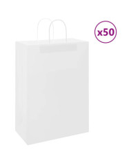 Sacs en papier 50 pcs avec poignées blanc 32x17x44 cm | Mobilier & Déco