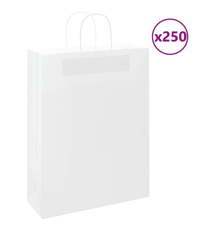 Sacs en papier 250 pcs avec poignées blanc 32x12x42 cm | Mobilier & Déco