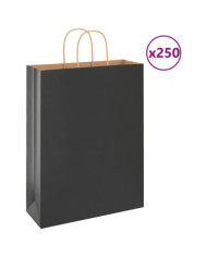 Sacs en papier 250 pcs avec poignées noir 32x12x42 cm | Mobilier & Déco