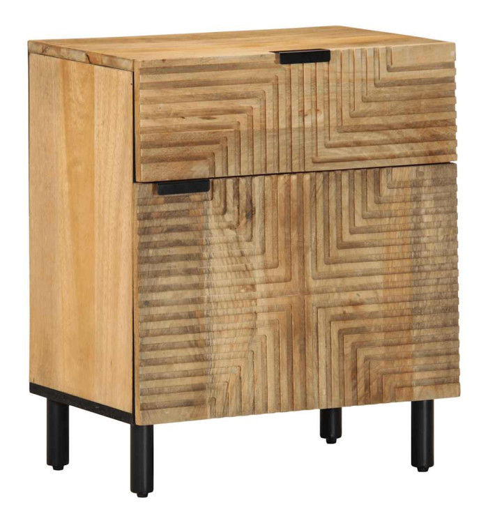 Table de chevet marron 50x33x60 cm bois de manguier massif | Mobilier & Déco