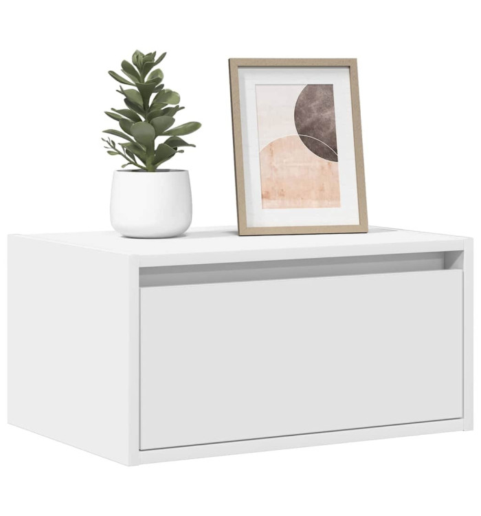 Table de chevet murale avec lumières LED blanc | Mobilier & Déco