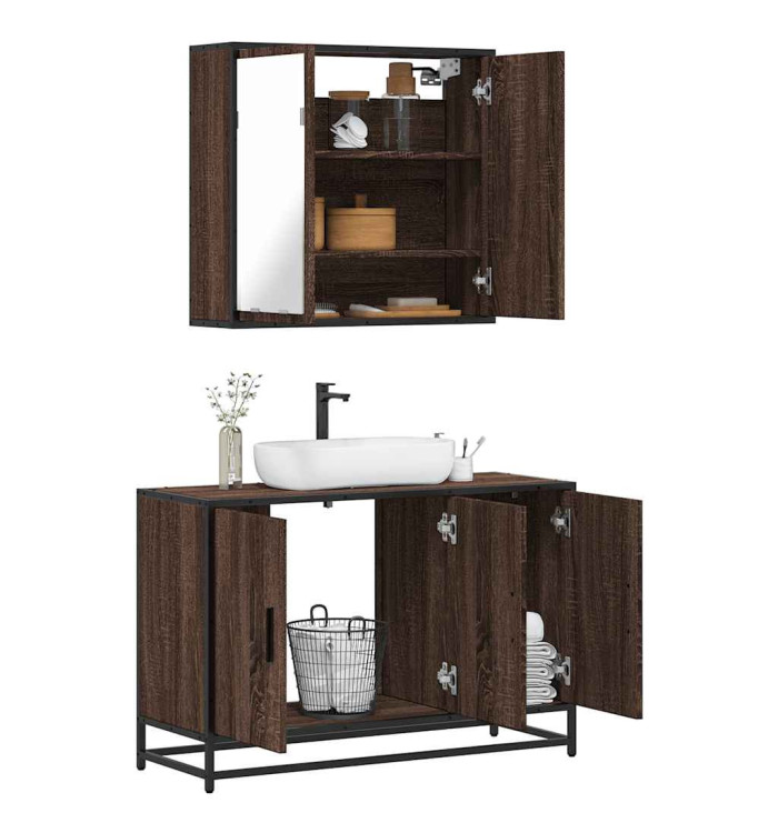 Ensemble de meubles de salle de bain 2 pcs Chêne marron | Mobilier & Déco