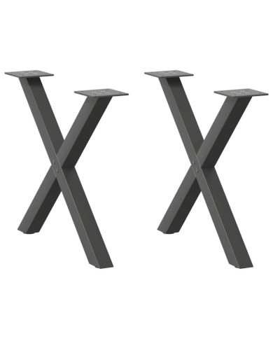 Pieds de table basse en forme de X, 2 pièces, anthracite, 60 x (42-43) cm, acier | Mobilier & Déco