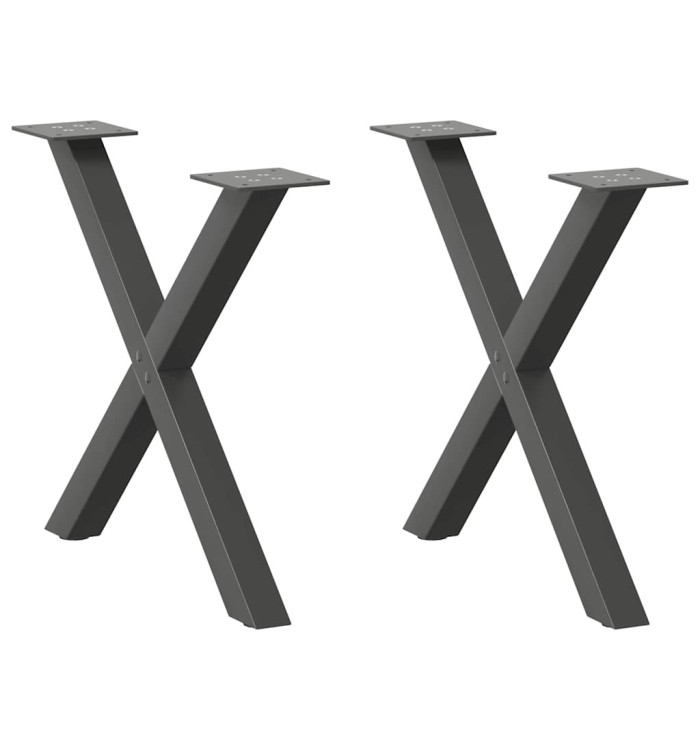 Pieds de table basse en forme de X, 2 pièces, anthracite, 60 x (42-43) cm, acier | Mobilier & Déco