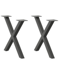 Pieds de table basse en forme de X, 2 pièces, anthracite, 60 x (42-43) cm, acier | Mobilier & Déco
