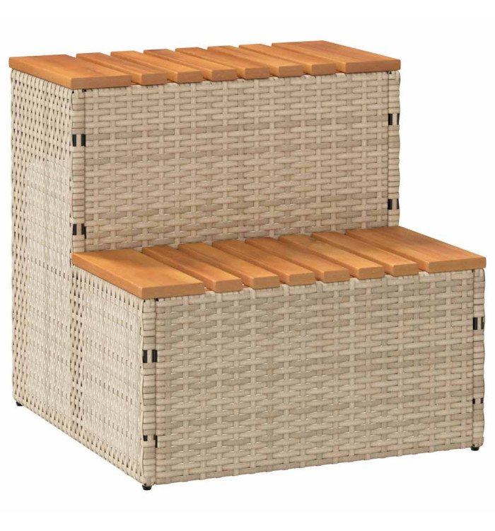 Marche bain remous beige 50x50x50,5 cm polyrotin acacia massif | Mobilier & Déco