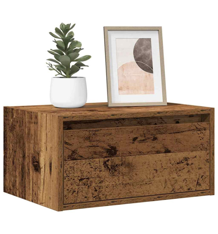 Tables de chevet murales avec lumières LED 2 pcs vieux bois | Mobilier & Déco