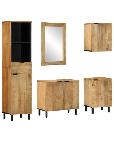 Ensemble de meubles de salle de bain 5 pcs marron | Mobilier & Déco
