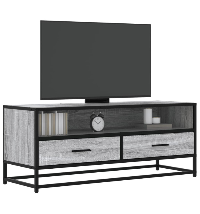Meuble TV sonoma gris 100x34,5x40 cm bois d'ingénierie et métal | Mobilier & Déco