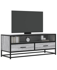 Meuble TV sonoma gris 100x34,5x40 cm bois d'ingénierie et métal | Mobilier & Déco