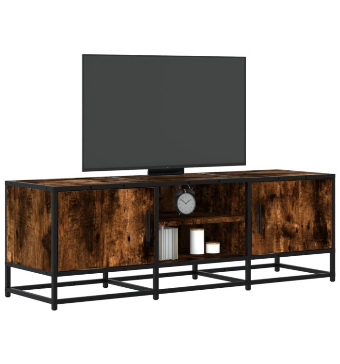 Meuble TV chêne fumé 120x35x41 cm bois d'ingénierie et métal | Mobilier & Déco