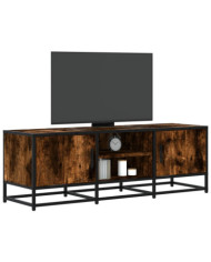 Meuble TV chêne fumé 120x35x41 cm bois d'ingénierie et métal | Mobilier & Déco