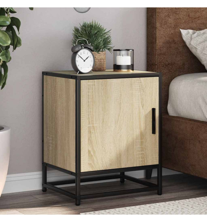 Table de chevet chêne sonoma 40x31x50cm bois d'ingénierie métal | Mobilier & Déco