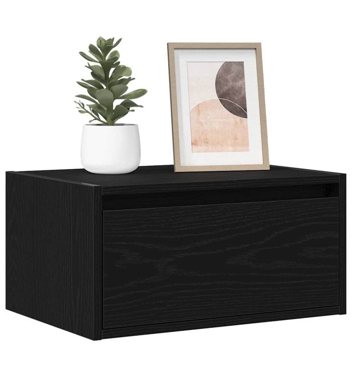 Table de chevet murale avec lumières LED chêne noir | Mobilier & Déco