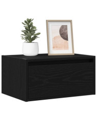 Table de chevet murale avec lumières LED chêne noir | Mobilier & Déco