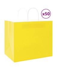 Sacs en papier 50 pcs avec poignées jaune 32x22x28 cm | Mobilier & Déco