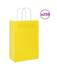 Sacs en papier 250 pcs avec poignées jaune 21x11x31 cm | Mobilier & Déco