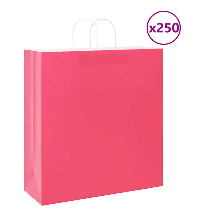 Sacs en papier 250 pcs avec poignées rose 45x17x48 cm | Mobilier & Déco