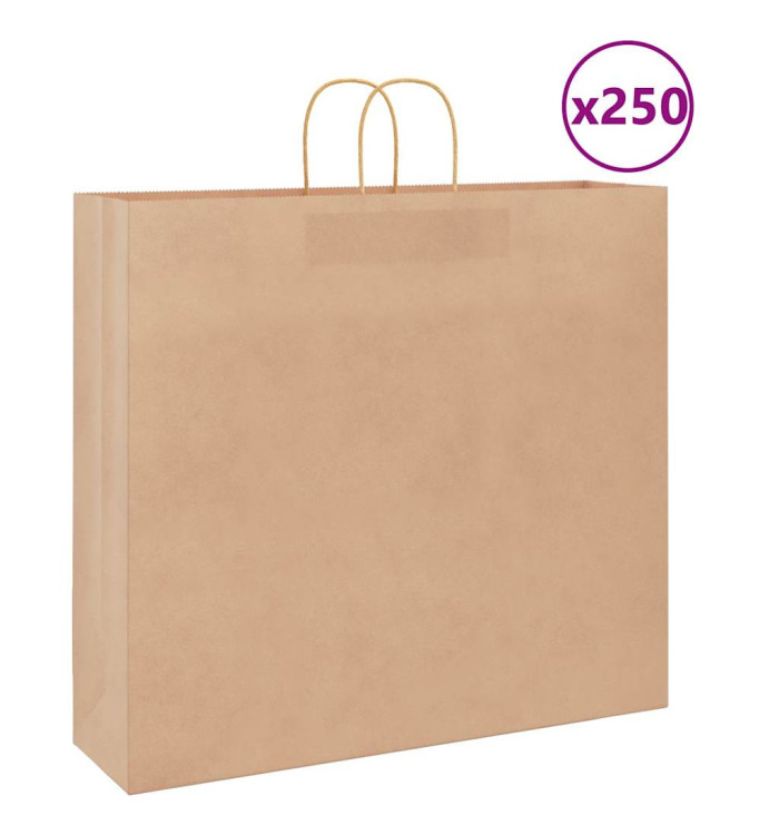 Sacs en papier 250 pcs avec poignées marron 54x15x49 cm | Mobilier & Déco