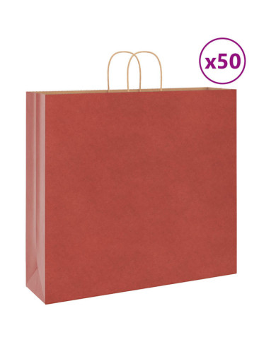 Sacs en papier 50 pcs avec poignées rouge 54x15x49 cm | Mobilier & Déco