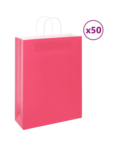 Sacs en papier 50 pcs avec poignées rose 32x12x42 cm | Mobilier & Déco