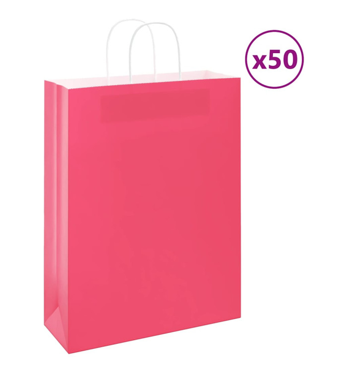 Sacs en papier 50 pcs avec poignées rose 32x12x42 cm | Mobilier & Déco