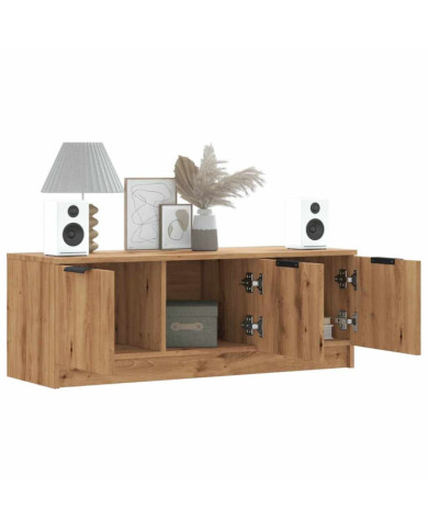 Meuble TV chêne artisanal 102x35x36,5 cm bois d'ingénierie | Mobilier & Déco